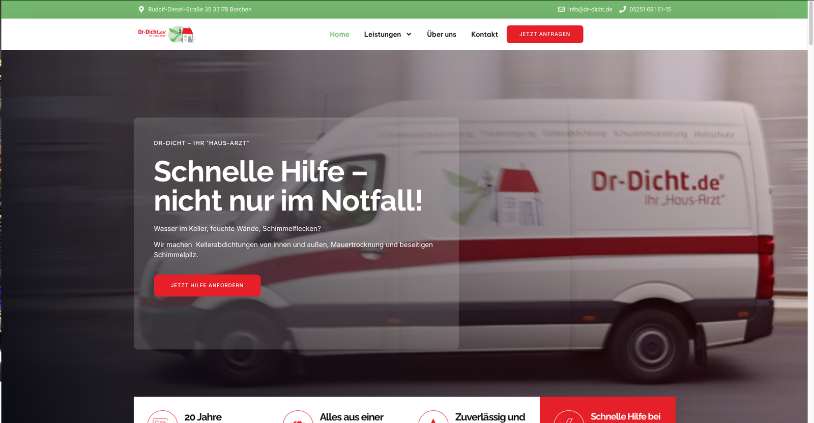 Website Dr.Dicht – Schnelle Hilfe nicht nur im Notfall