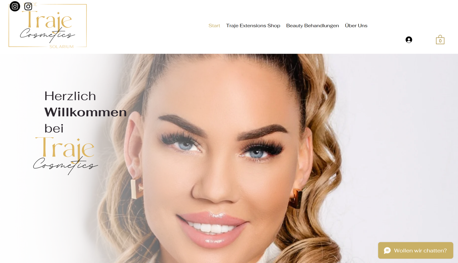 Website Traje Cosmetics – Beauty-Studio und Extension-Shop